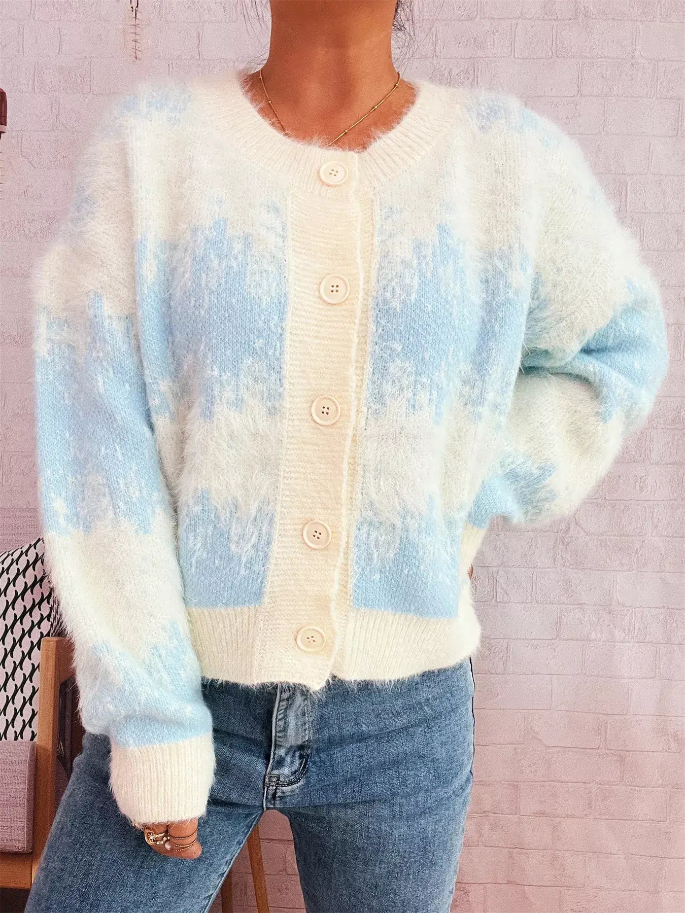 Ribbed Hem Button Up Cardigan - Cardigan