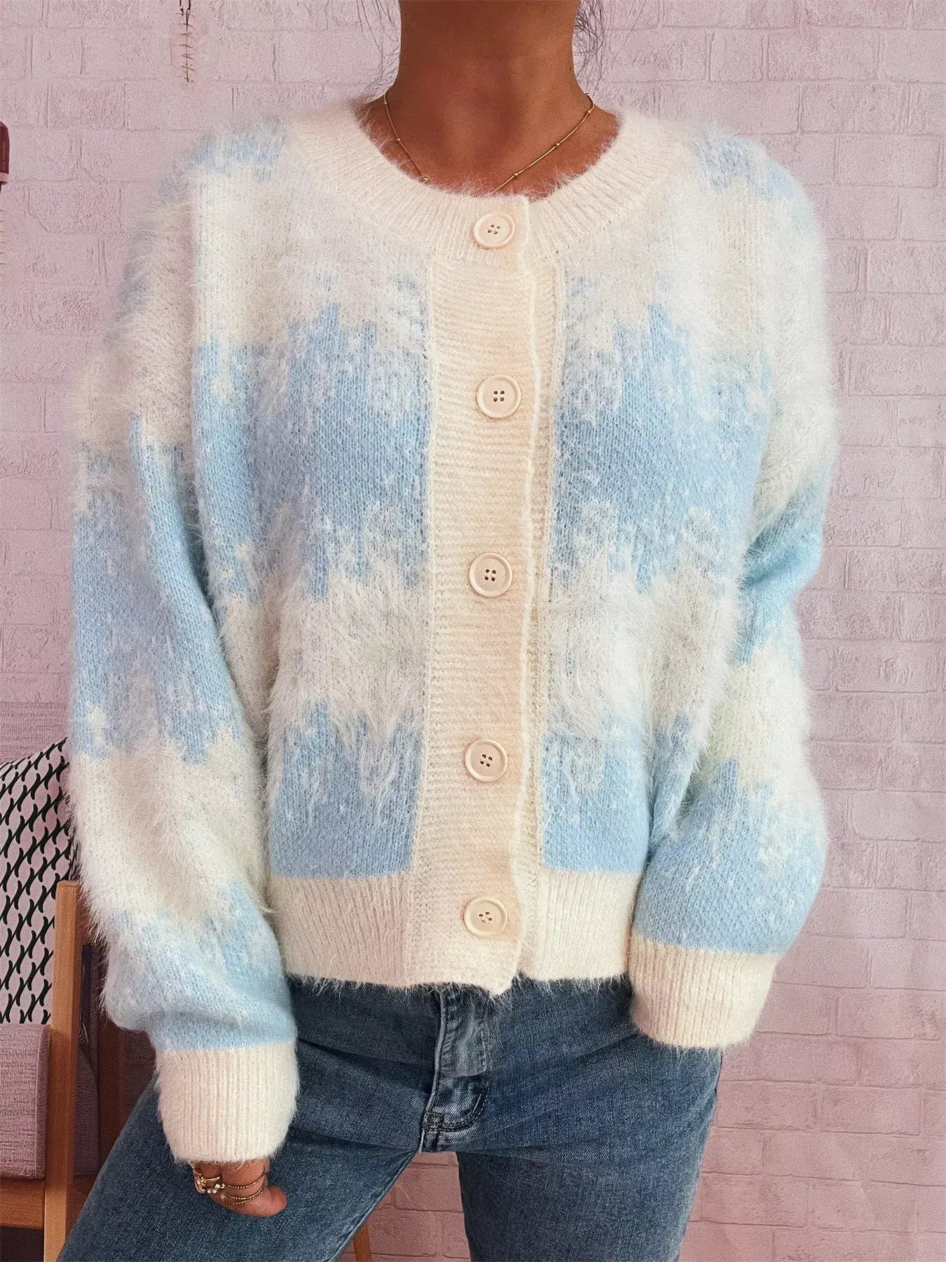 Ribbed Hem Button Up Cardigan - Cardigan