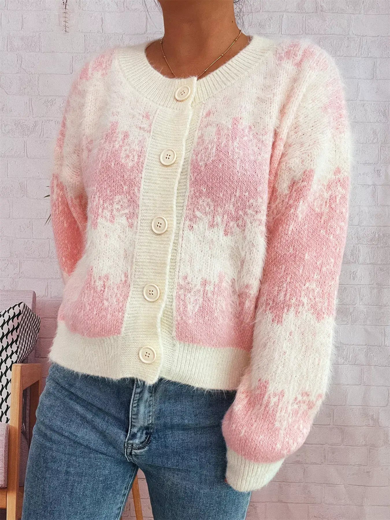 Ribbed Hem Button Up Cardigan - Cardigan