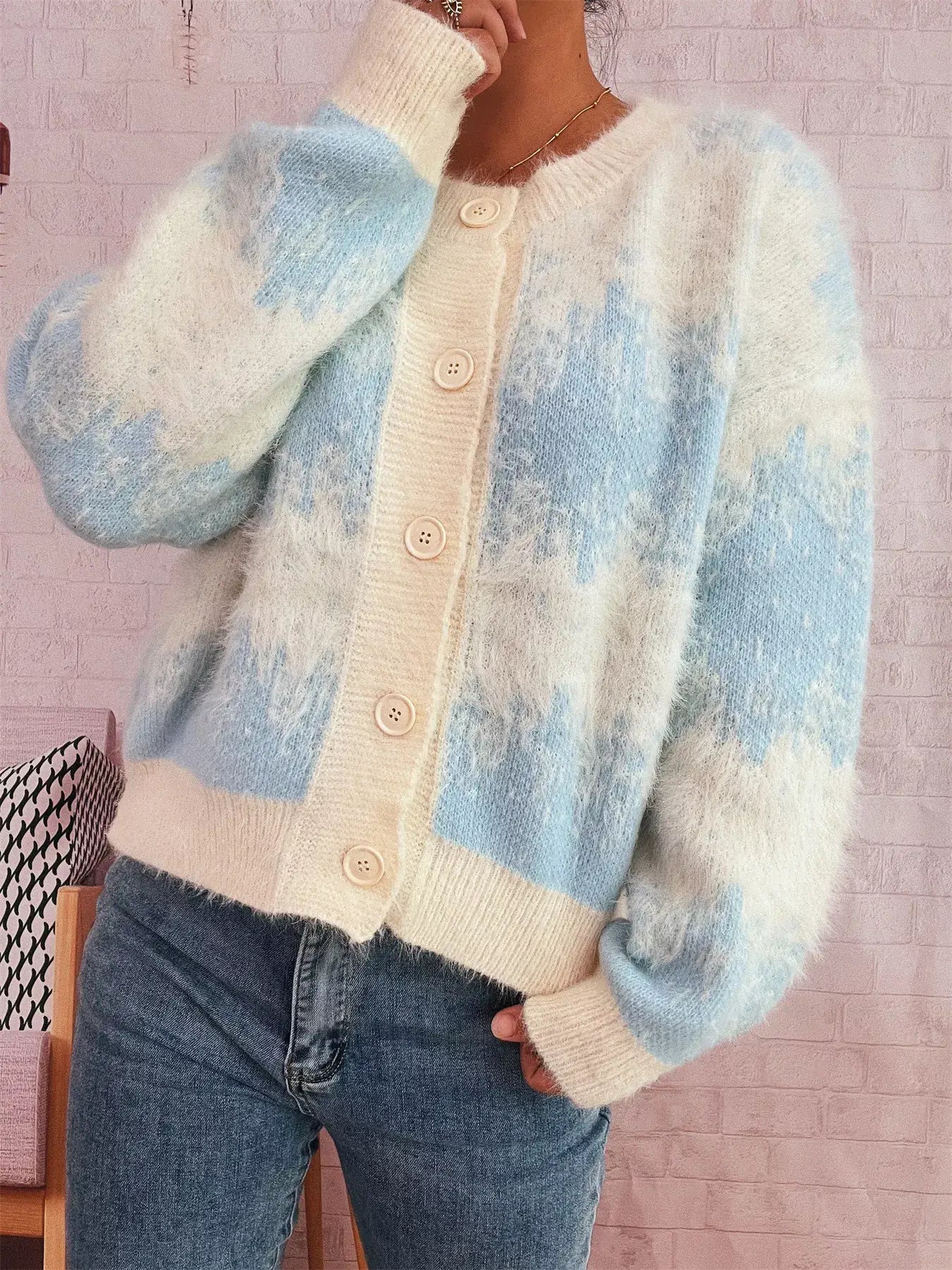 Ribbed Hem Button Up Cardigan - Cardigan