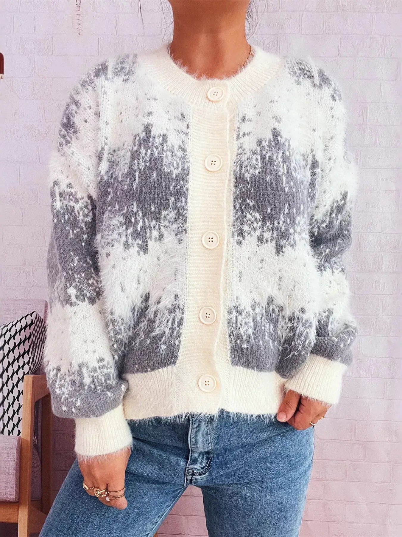 Ribbed Hem Button Up Cardigan - Cardigan