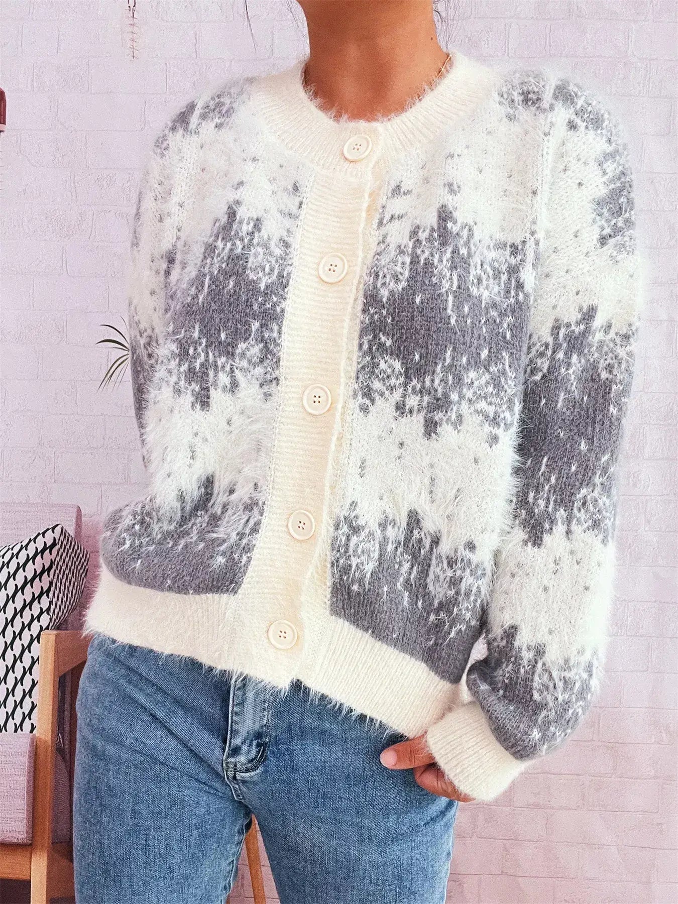 Ribbed Hem Button Up Cardigan - Cardigan