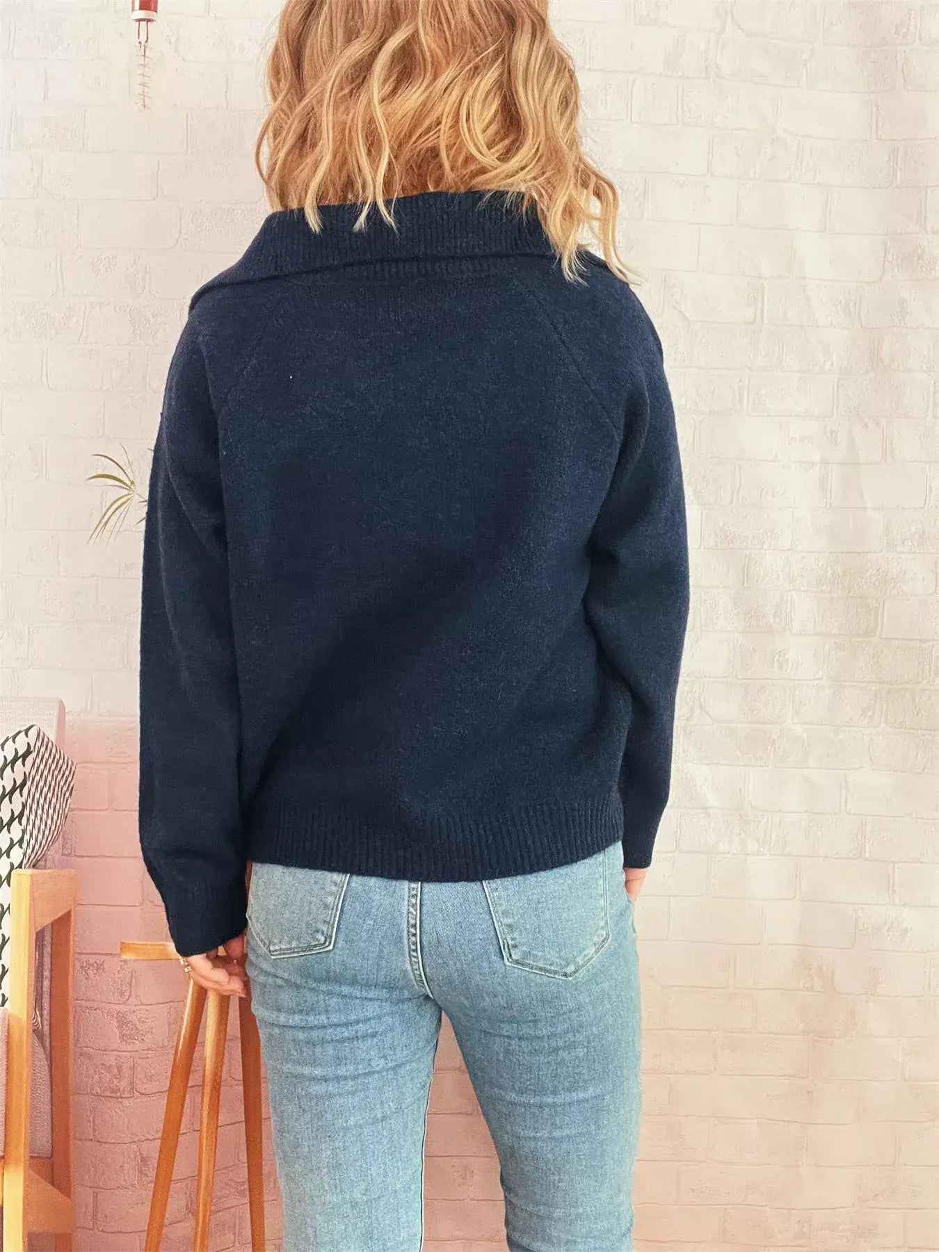 Ribbed Hem Raglan Sleeve Sweater - Sleeve Sweater