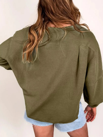 Ribbed Knit Oversized Sweatshirt