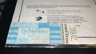 Signed flyer featuring Ric Flair and Arn Anderson WCW wrestling ticket autographed by JSA