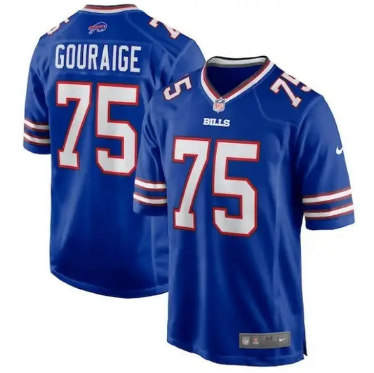Blue Buffalo Bills Nike Team Game Jersey with number 75 displayed in Richard Gouraige style