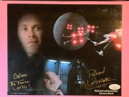 Signed 8x10 photo of Richard LeParmentier as Admiral Motti from Star Wars, photo auto JSA