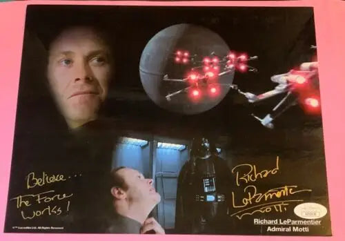 Signed 8x10 photo of Richard LeParmentier as Admiral Motti with JSA authentication