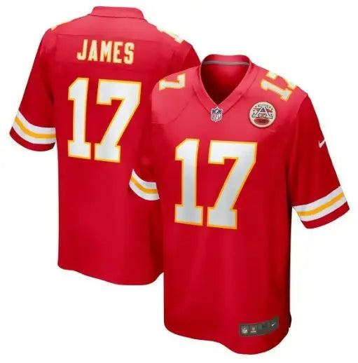 Red Richie James Kansas City Chiefs football jersey with number 17 for Kansas City Chiefs fans