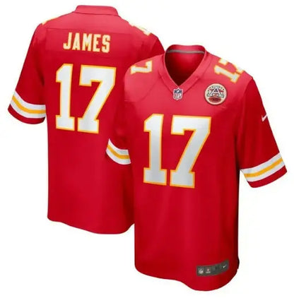 Red Richie James Kansas City Chiefs football jersey with number 17 for Kansas City Chiefs fans