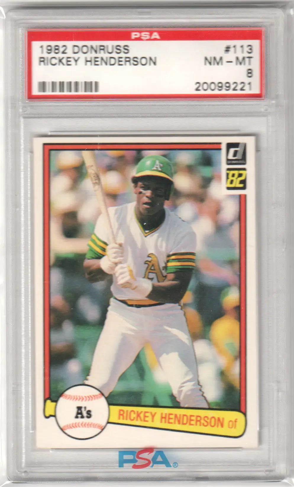 Graded 1982 Donruss Rickey Henderson baseball card PSA 8 NM-MT - Columbia Hobby