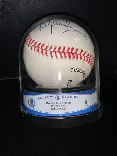 Rickey Henderson Single Signed ONL MLB Baseball BAS Beckett Encapsulated 8 HOF