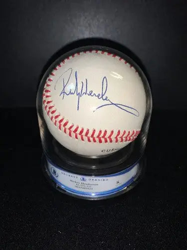 Rickey Henderson Single Signed ONL MLB Baseball BAS Beckett Encapsulated 8 HOF