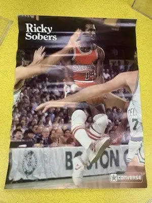 Vintage Converse poster of Ricky Sobers in Chicago Bulls jersey 23x17 original vintage