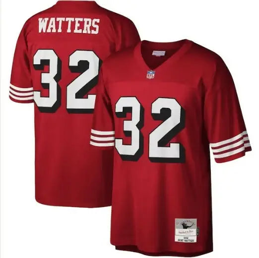 Red San Francisco 49ers Ricky Watters legacy replica jersey with number 32 and WATTERS on back