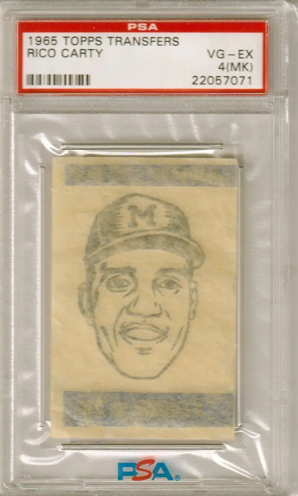 Rico Carty 1965 Topps Transfers PSA 4 VG-EX transfer collectible baseball card