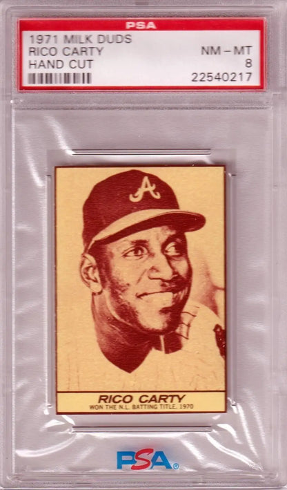 Graded 1971 Rico Carty baseball card from ESPN 2K Sports, part of RICO CARTY Milk Duds PSA collection
