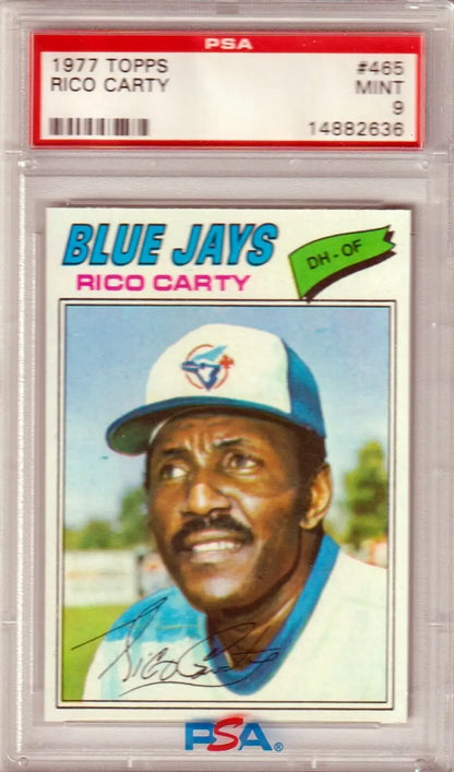 Graded Rico Carty 1977 Topps baseball card displayed in Columbia Hobby ESPN 2K Sports