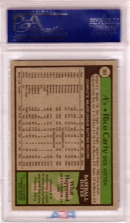 Graded Rico Carty baseball card from 1979 Topps PSA 9 Mint at Columbia Hobby