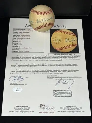 Autographed Riggs Stephenson Chicago Cubs baseball with authentication letter for collectors