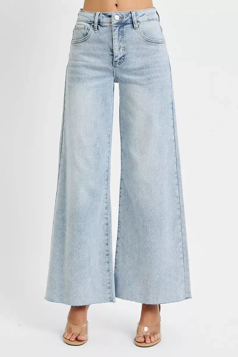 RISEN Full Size High Rise Ankle Wide Palazzo Jeans Plus Size