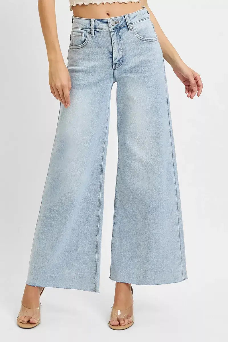 RISEN Full Size High Rise Ankle Wide Palazzo Jeans Plus Size