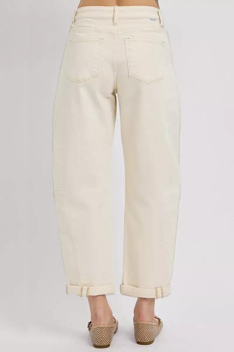 RISEN High Rise Relaxed Barrel Cuffed Jeans