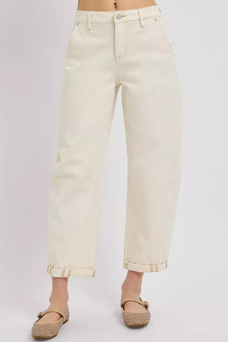 RISEN High Rise Relaxed Barrel Cuffed Jeans