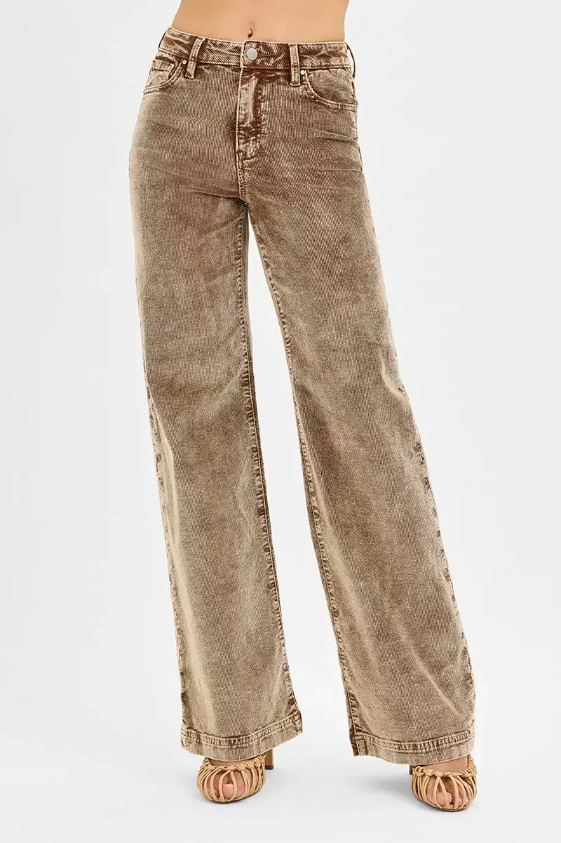 RISEN High Rise Wide Leg Corduroy Jeans