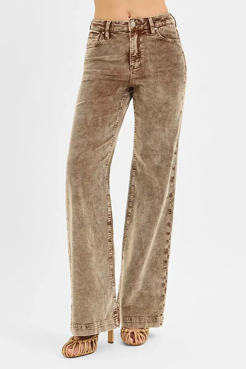RISEN High Rise Wide Leg Corduroy Jeans