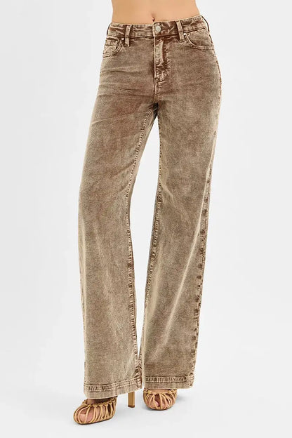 RISEN High Rise Wide Leg Corduroy Jeans