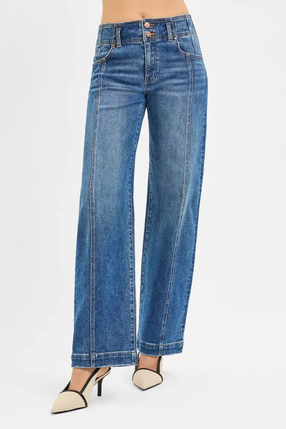 RISEN Mid Rise Fit Wide Baggy Jeans