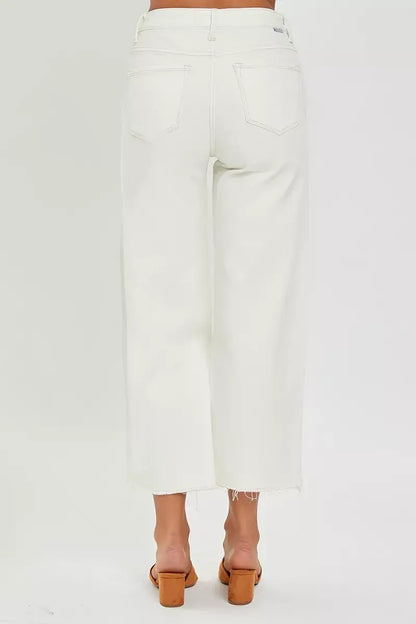 RISEN Tummy Control High Rise Crop Wide Jeans
