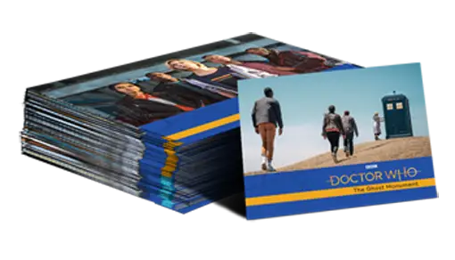 Stack of Doctor Who trading cards featuring TARDIS in Rittenhouse 2022 card base set