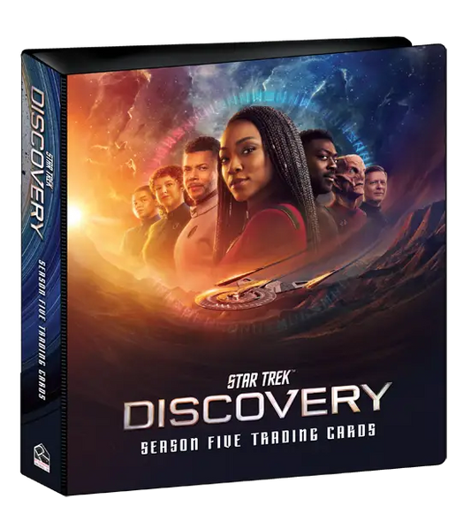 Star Trek Discovery Season Five trading card album with cosmic artwork cover on pre-order