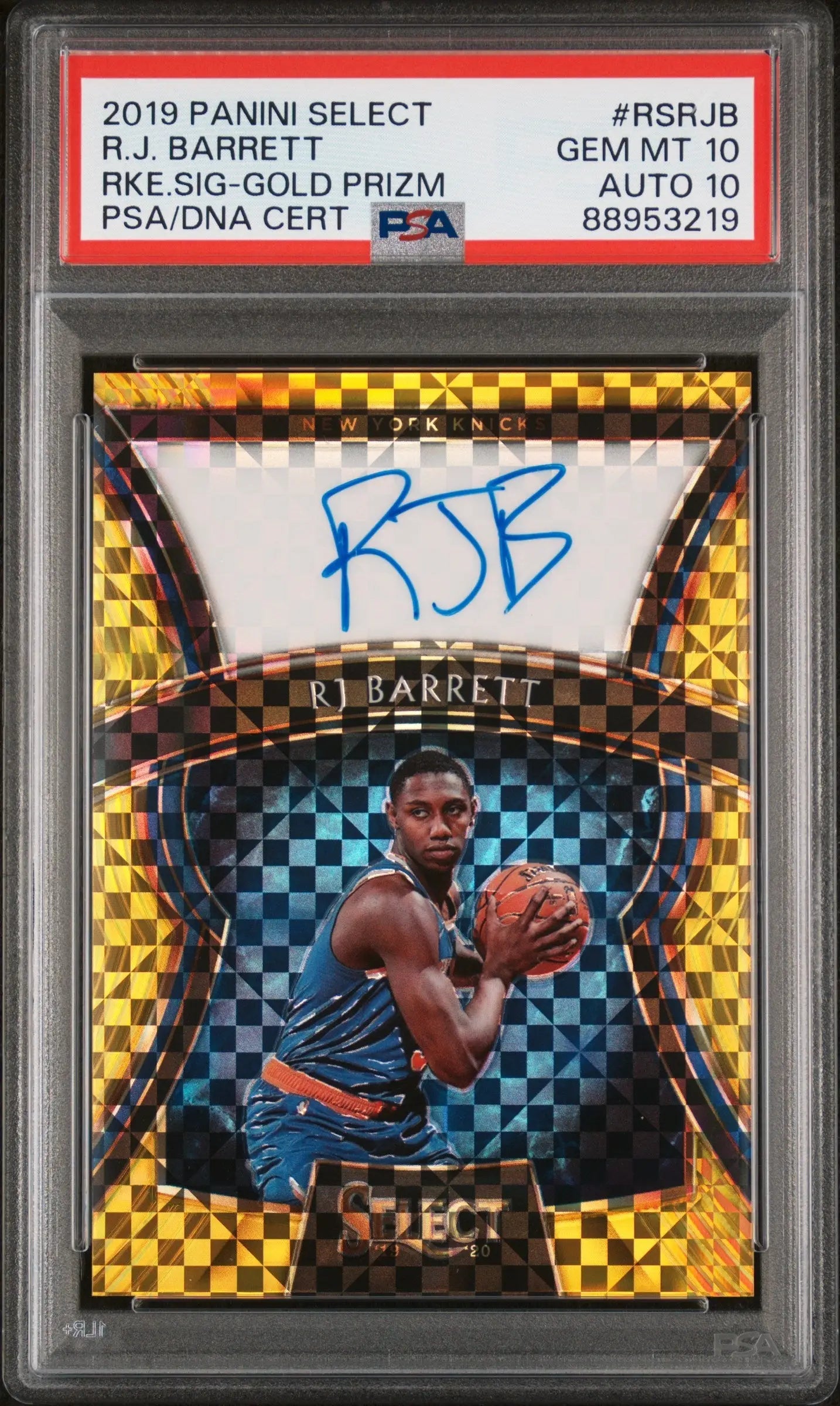 RJ Barrett 2019 Panini Select Rookie Signatures Gold #3/10 PSA 10 Auto 10 - Singles