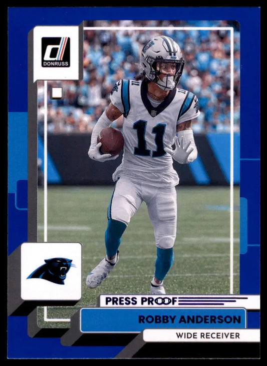 Robby Anderson football card from 2022 Donruss Blue Press Proof Carolina Panthers