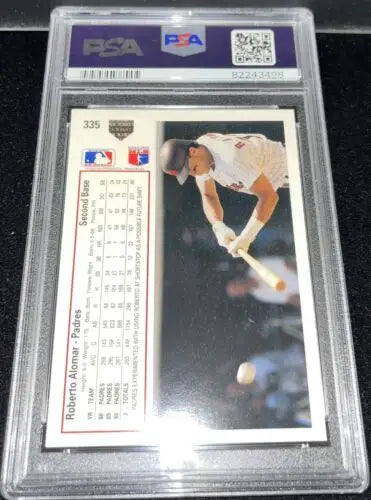 Graded trading card of Roberto Alomar Padres 1991 Upper Deck signed auto PSA/DNA 8 10