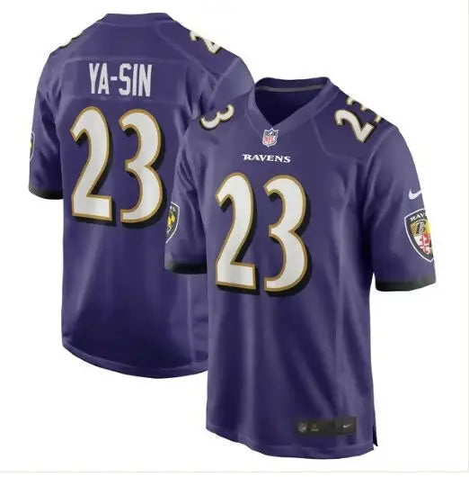 Purple Baltimore Ravens football jersey displayed in Rock Ya-Sin Nike Game Jersey product