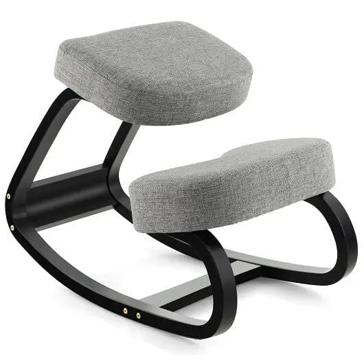 Rocking Ergonomic Kneeling Chair with Padded Cushion for Home Office-Gray - Color:Gray - Kneeling Chair