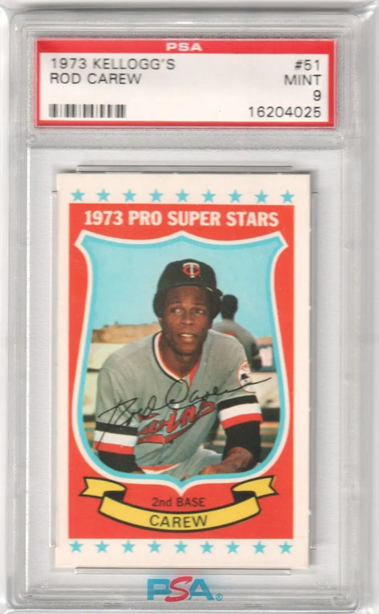 Graded 1973 Kellogg’s Rod Carew baseball card, perfect single card from Columbia Hobby eBay store