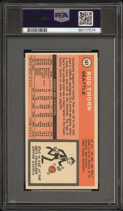 Rod Thorn 1970 Topps #167 PSA 8 NM-Mint baseball trading card in grading holder