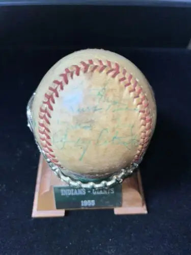 Autographed Roger Maris baseball on commemorative stand for Cleveland Indians collectors