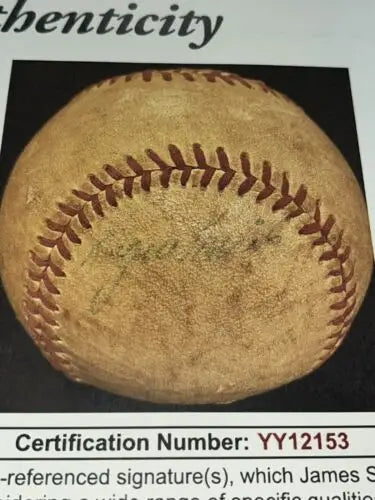 Old baseball with brown stitching from Roger Maris Cleveland Indians autographed collection