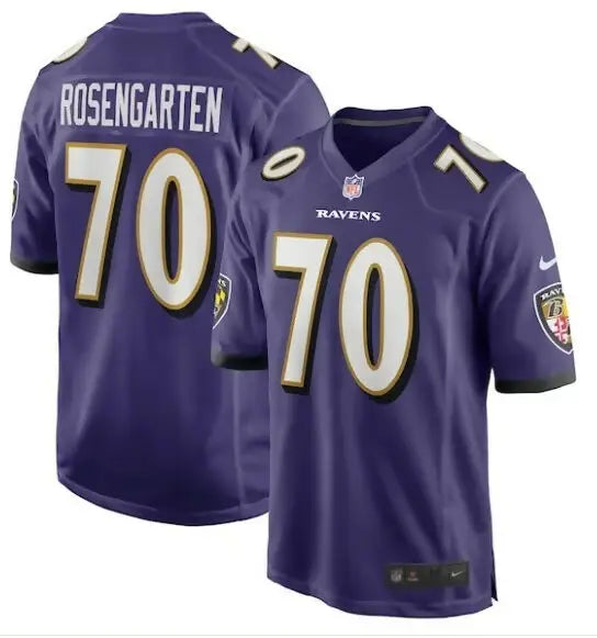 Purple Baltimore Ravens Nike Team Game Jersey with number 70 displayed in product image