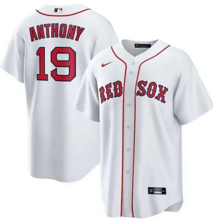White Roman Anthony Boston Red Sox Nike Home Replica Jersey displayed on a product page