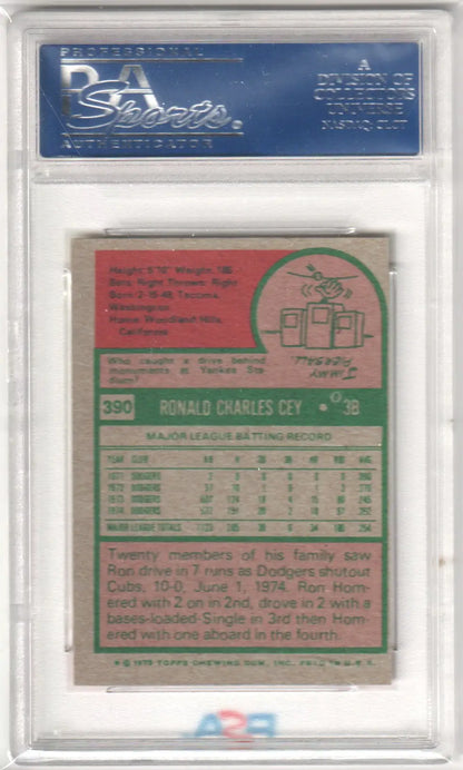 Graded RON CEY 1975 Topps Mini baseball card from Columbia Hobby trading cards