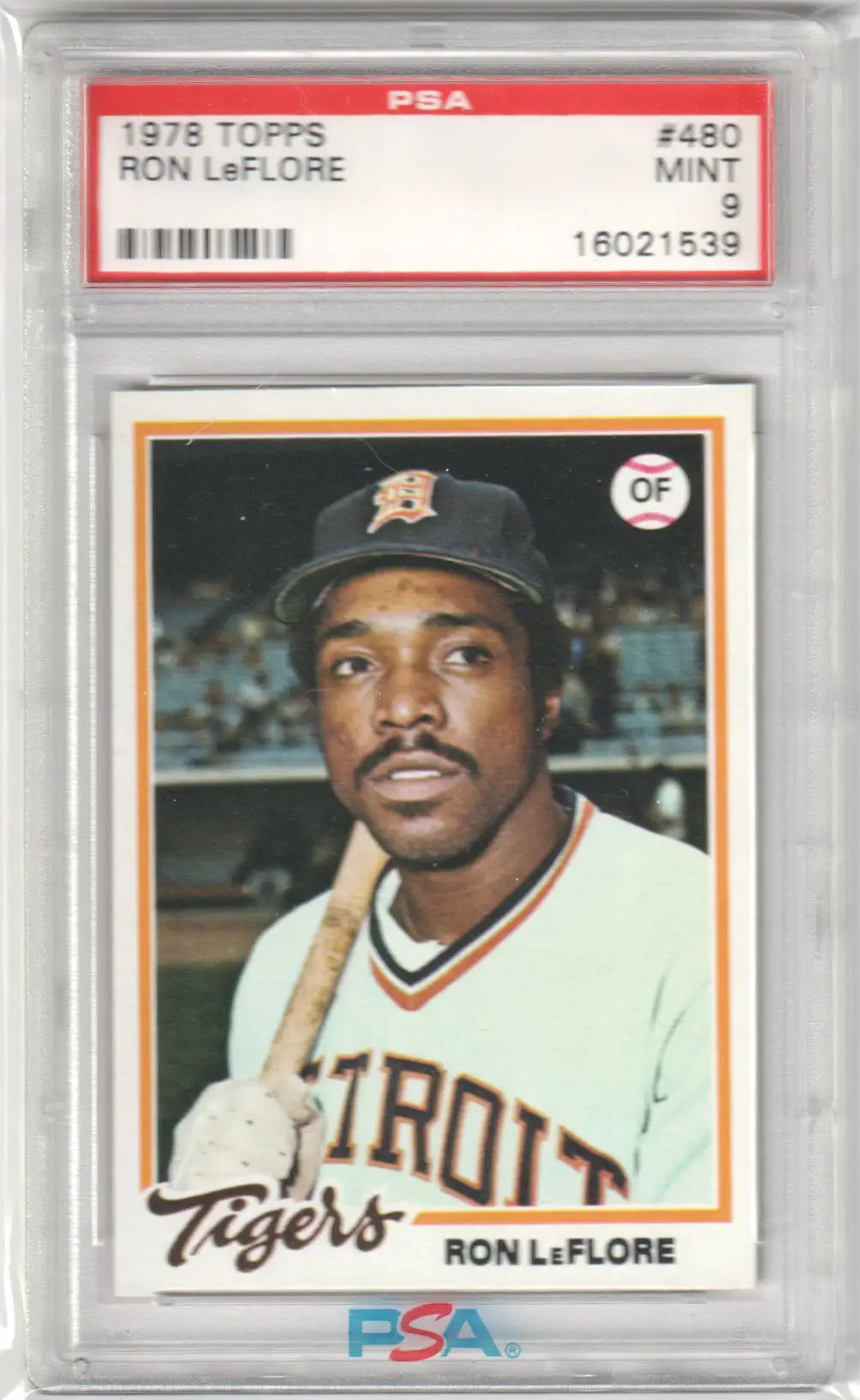 Graded 1978 Topps Ron Leflore baseball card PSA 9 Mint Tigers Columbia Hobby