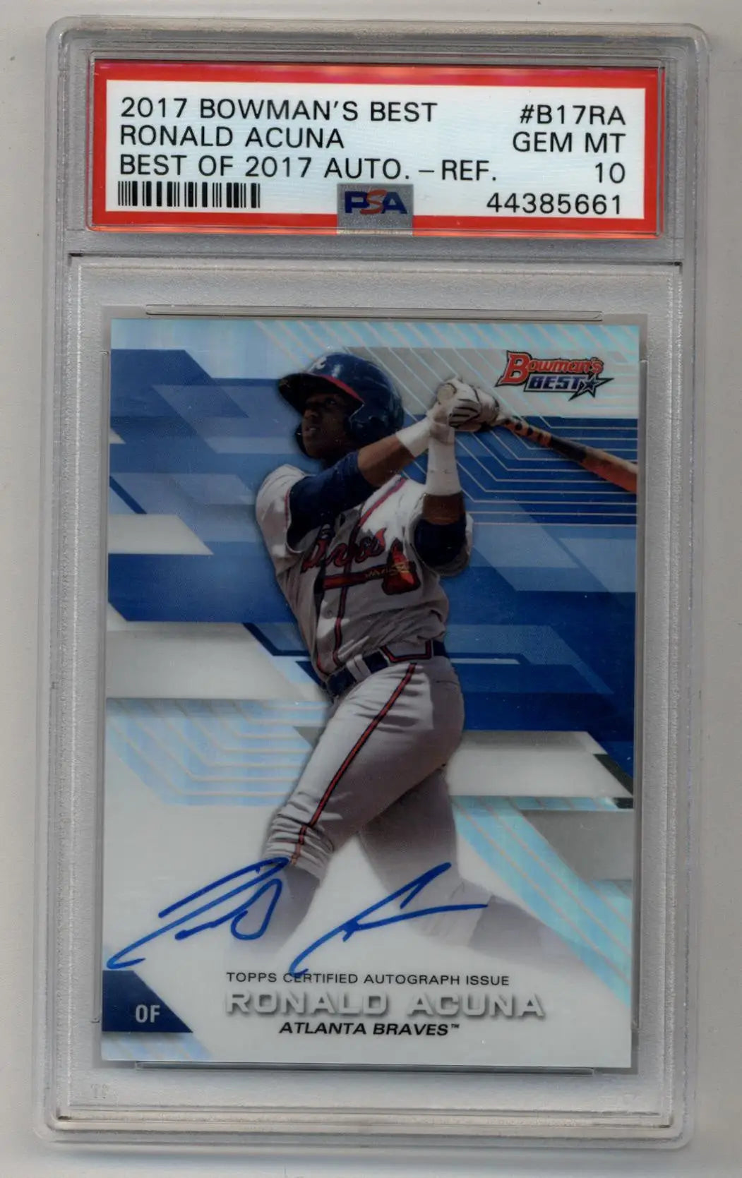 Ronald Acuna Jr 2017 Bowman’s Best auto refractor PSA 10 Gem Mint baseball card