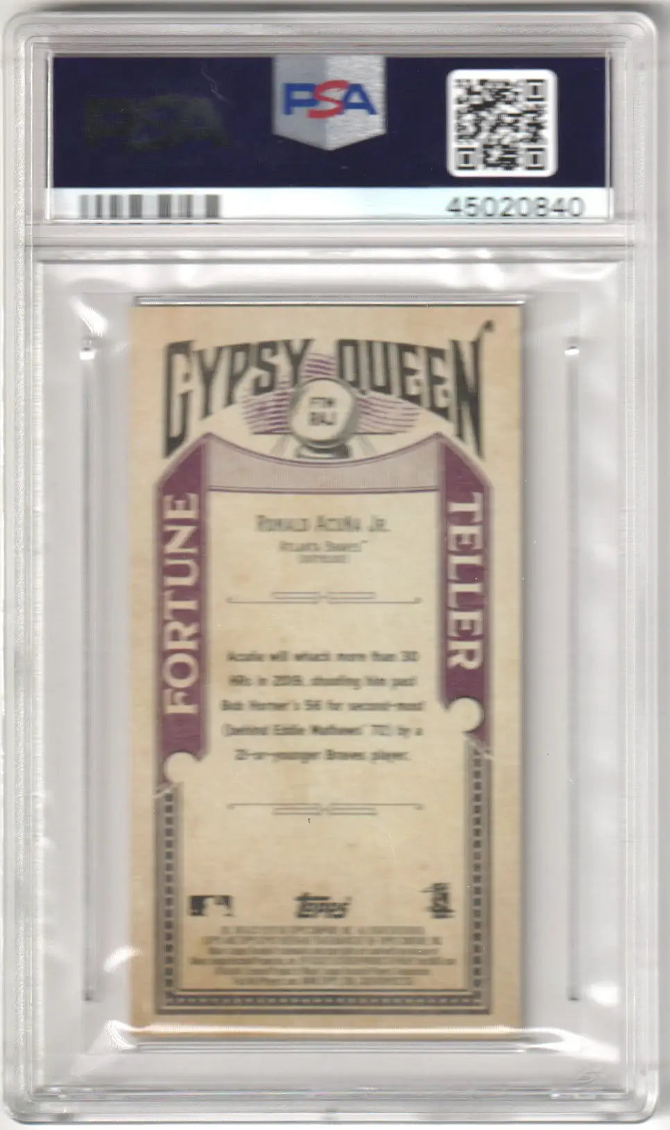 Graded Ronald Acuna Jr. 2019 Topps Gypsy Queen Fortune Teller Mini baseball card